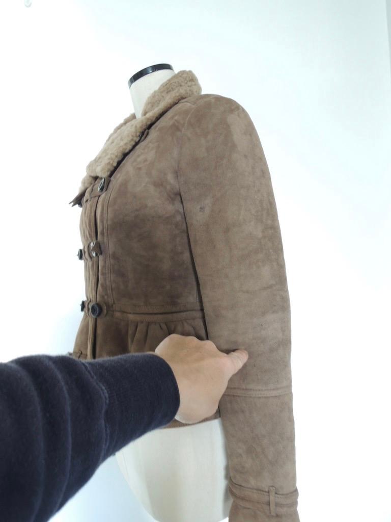 Chaqueta de moto Burberry Prorsum de ante y piel de oveja marrón 5