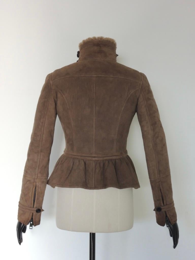 Chaqueta de moto Burberry Prorsum de ante y piel de oveja marrón en Bueno Estado en Oakland, CA