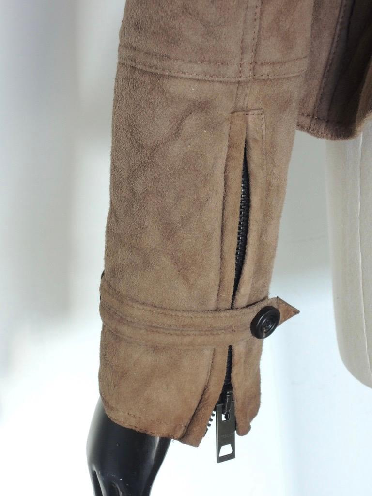 De las mujeres Chaqueta de moto Burberry Prorsum de ante y piel de oveja marrón