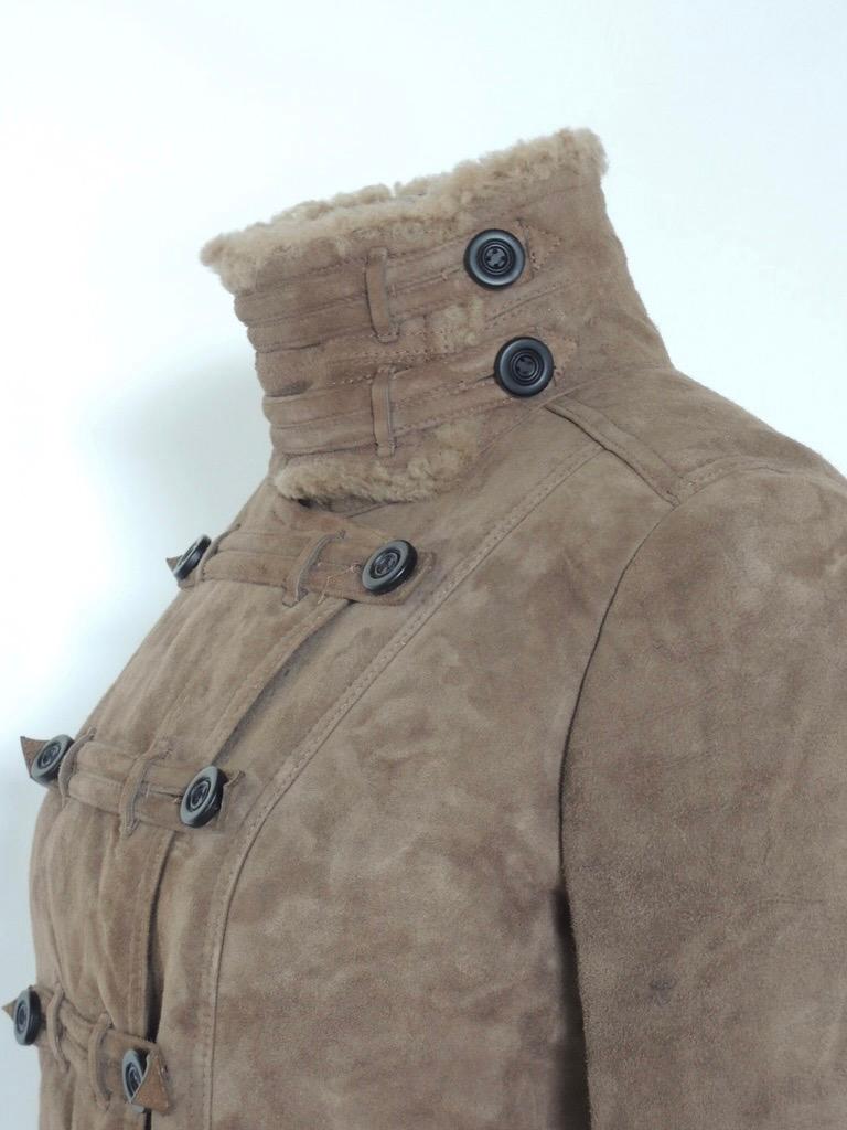 Burberry Prorsum Brown Suede Shearling Motorcycle Jacket In Good Condition In Oakland, CA