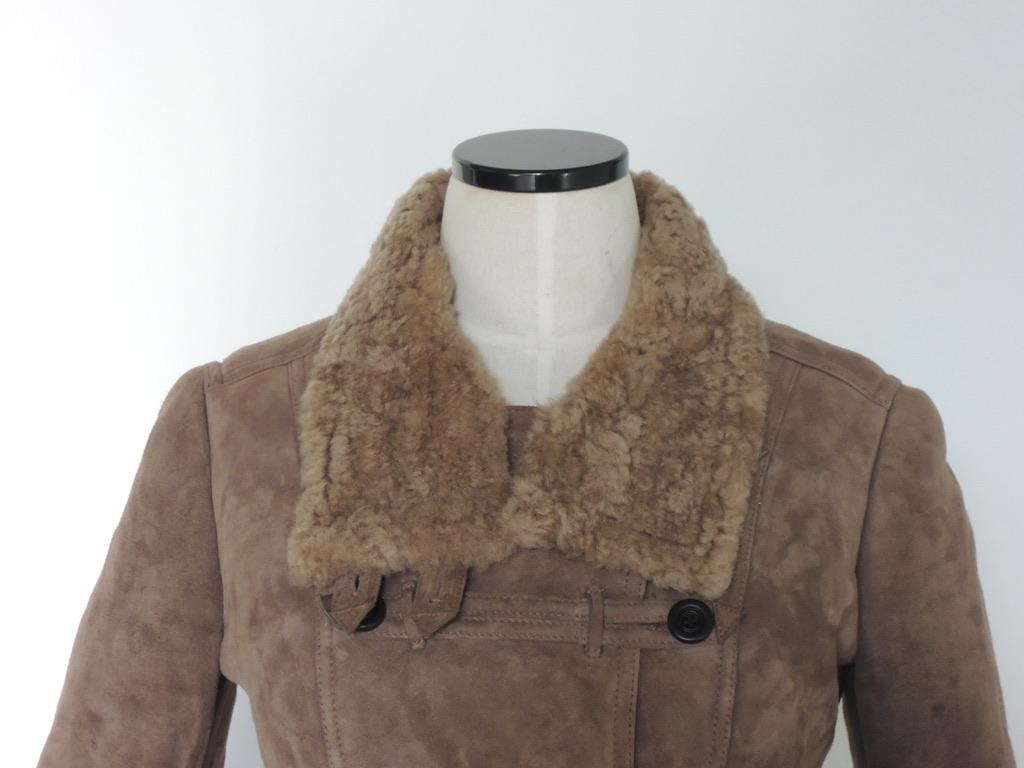 Women's Burberry Prorsum Brown Suede Shearling Motorcycle Jacket
