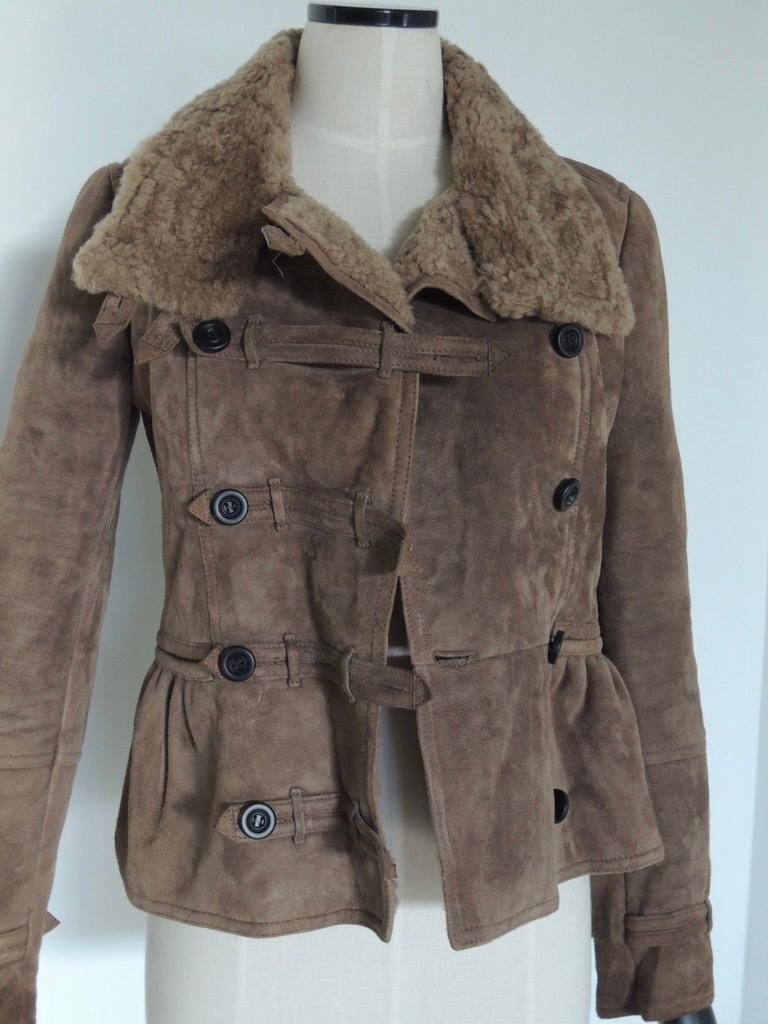 Burberry Prorsum Brown Suede Shearling Motorcycle Jacket 1