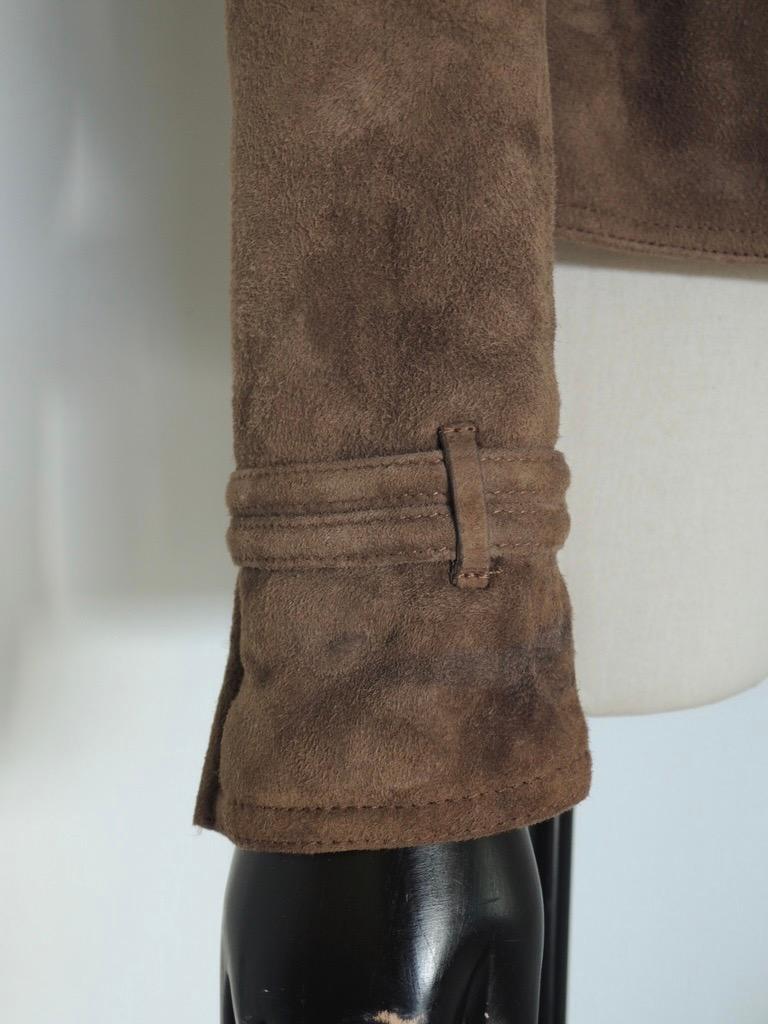 Chaqueta de moto Burberry Prorsum de ante y piel de oveja marrón 4
