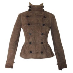 Chaqueta de moto Burberry Prorsum de ante y piel de oveja marrón