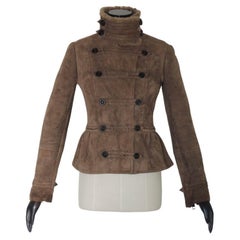 Burberry Prorsum Brown Suede Shearling Motorcycle Jacket
