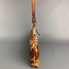 BURBERRY PRORSUM Brown & Tan Python Skin Leather Clutch Shoulder Bag