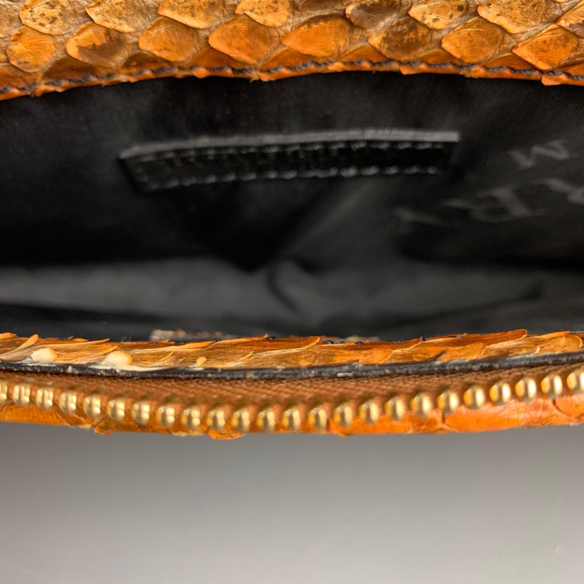 BURBERRY PRORSUM Brown & Tan Python Skin Leather Clutch Shoulder Bag For Sale 2