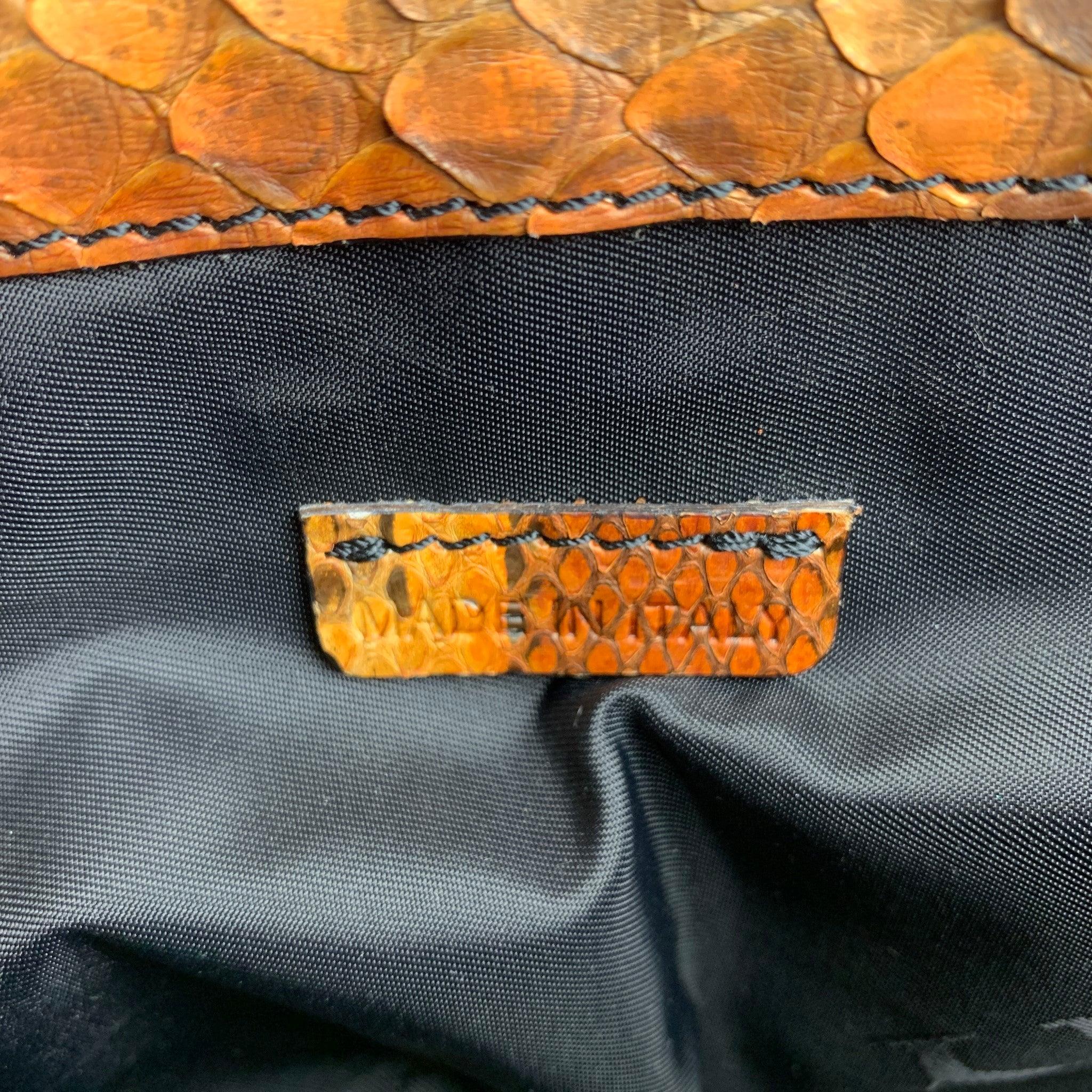 BURBERRY PRORSUM Brown & Tan Python Skin Leather Clutch Shoulder Bag For Sale 4