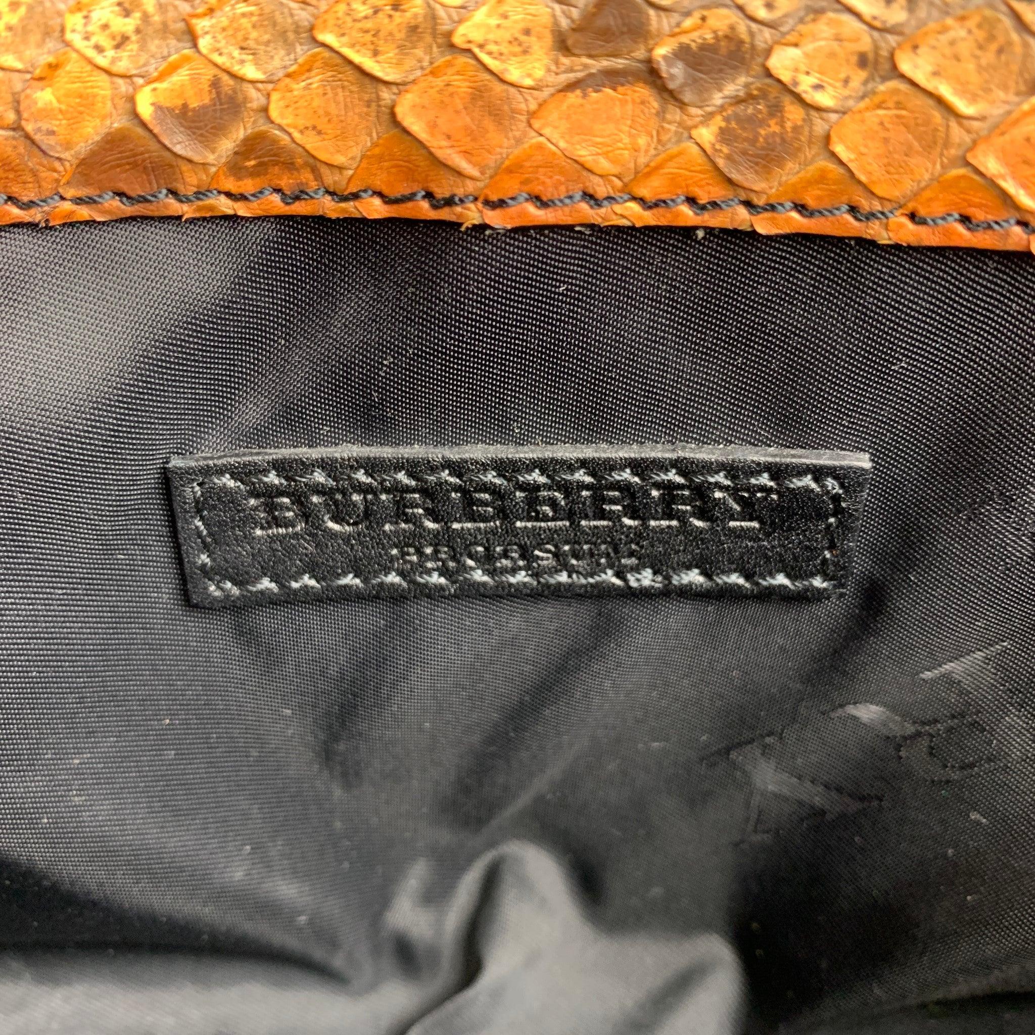BURBERRY PRORSUM Brown & Tan Python Skin Leather Clutch Shoulder Bag For Sale 5