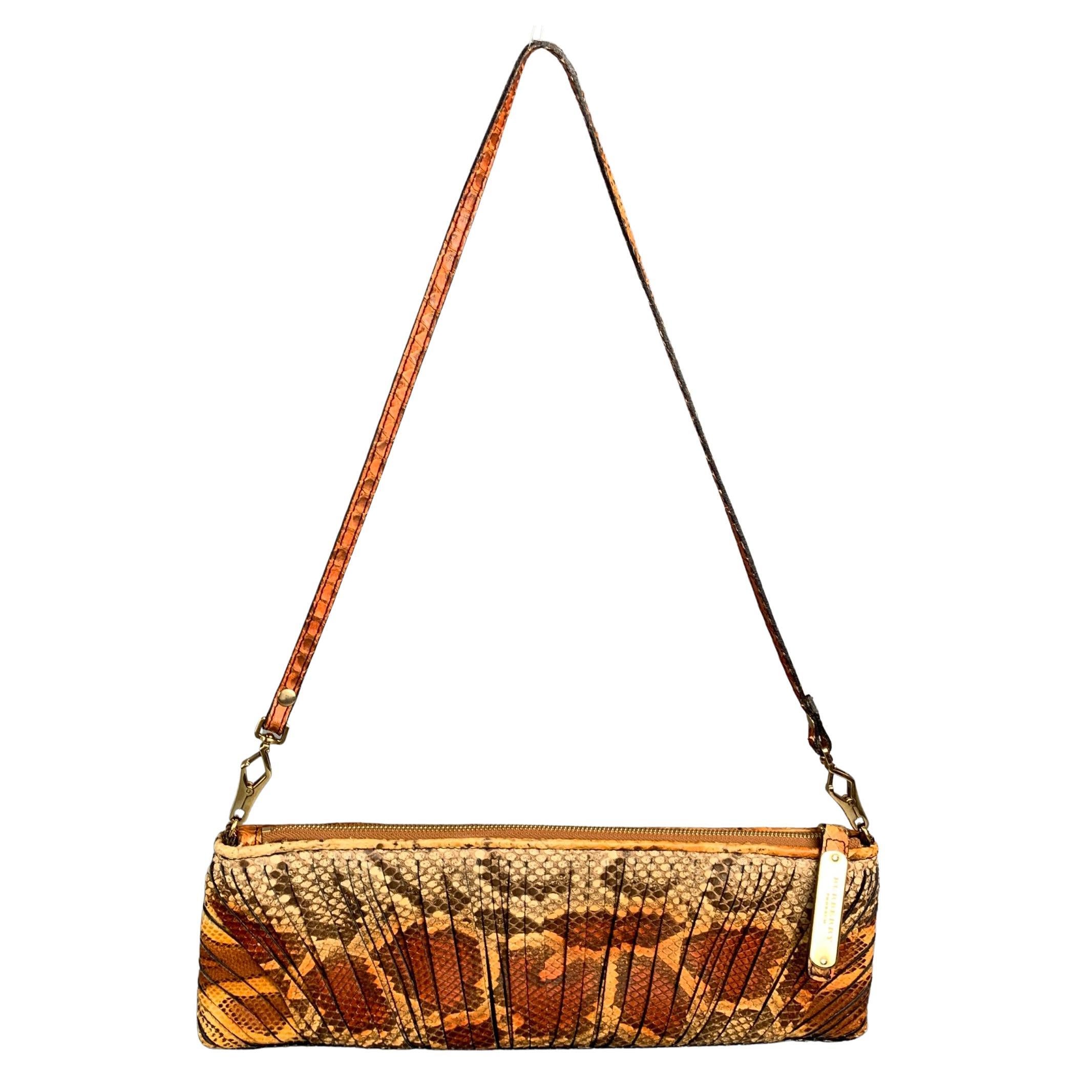 BURBERRY PRORSUM Brown and Tan Python Skin Leather Clutch Shoulder Bag For  Sale at 1stDibs | designer prorsum bag