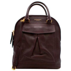 Burberry Prorsum Burgundy Grained Leather Tote Bag 