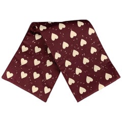 BURBERRY PRORSUM Burgundy White Heart Silk Wool Scarf