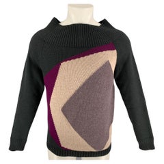 BURBERRY PRORSUM by Christopher Bailey Multi-Color Cashmere Cowl Neck Sweater