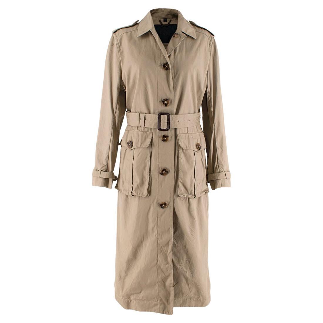 Burberry Prorsum Camel Belted Trench Coat - US 4 For Sale at