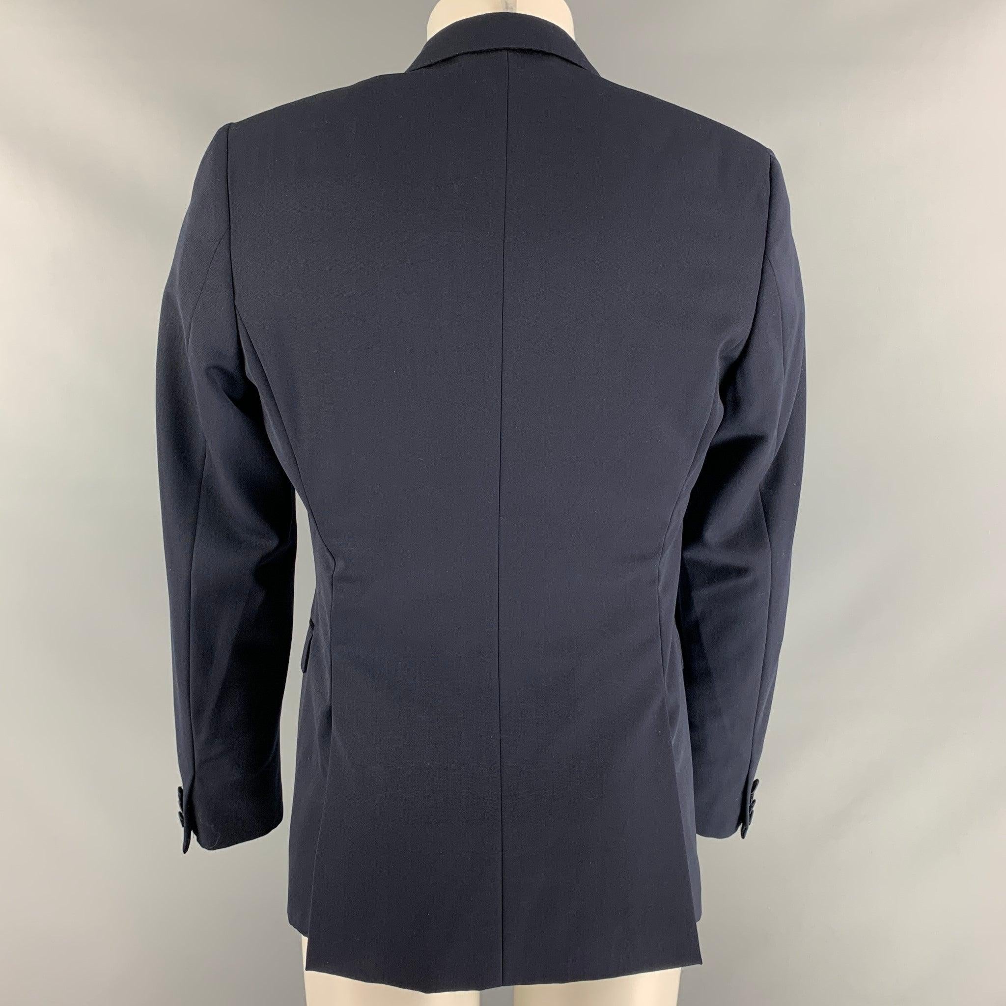BURBERRY PRORSUM Chest Size 40 Regular Navy Blue Virgin Wool Tuxedo Sport Coat In Excellent Condition For Sale In San Francisco, CA