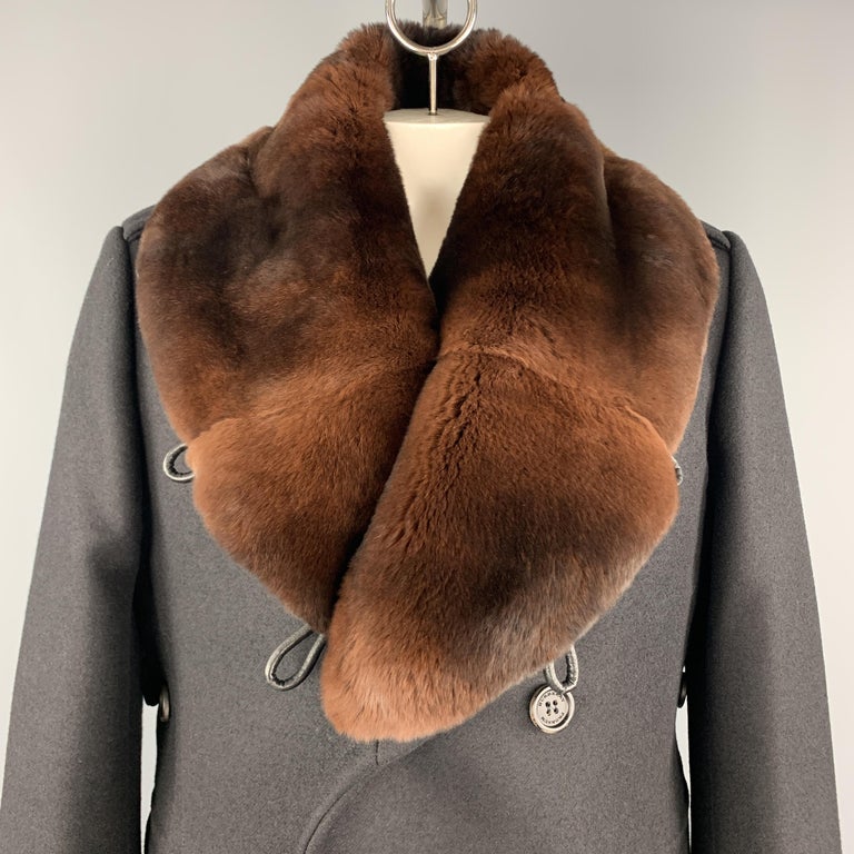 BURBERRY PRORSUM Mens 44 / 54 Rabbit Fur Sheep Shearling Virgin Wool Black  Coat at 1stDibs | burberry fur coat