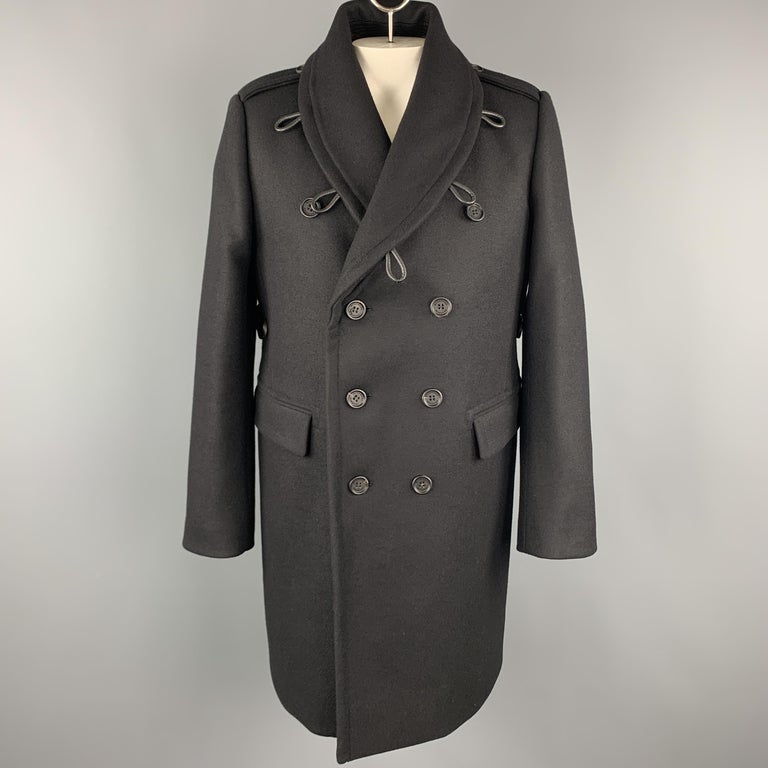 Skal Lang uddybe BURBERRY PRORSUM Mens 44 / 54 Rabbit Fur Sheep Shearling Virgin Wool Black  Coat at 1stDibs