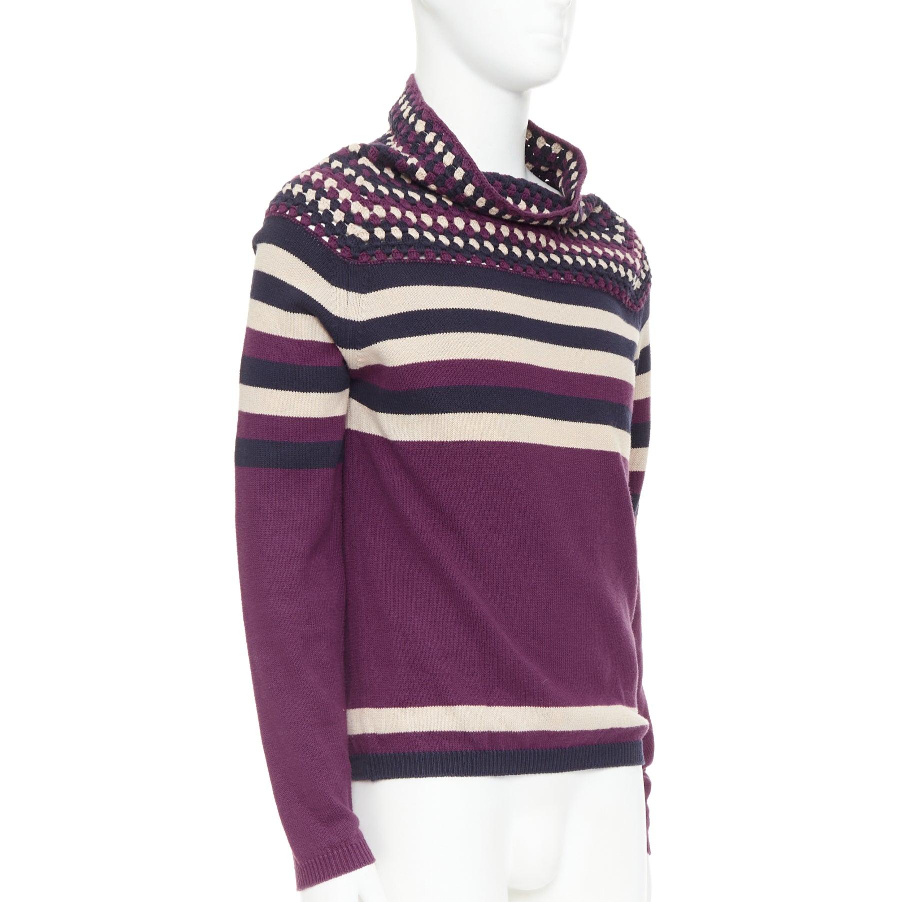 Noir BURBERRY PRORSUM Christopher Bailey Runway purple bateau cowl collar sweater S en vente