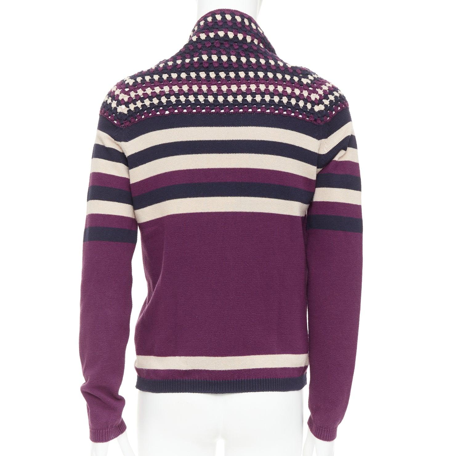 BURBERRY PRORSUM Christopher Bailey Runway purple bateau cowl collar sweater S Pour hommes en vente