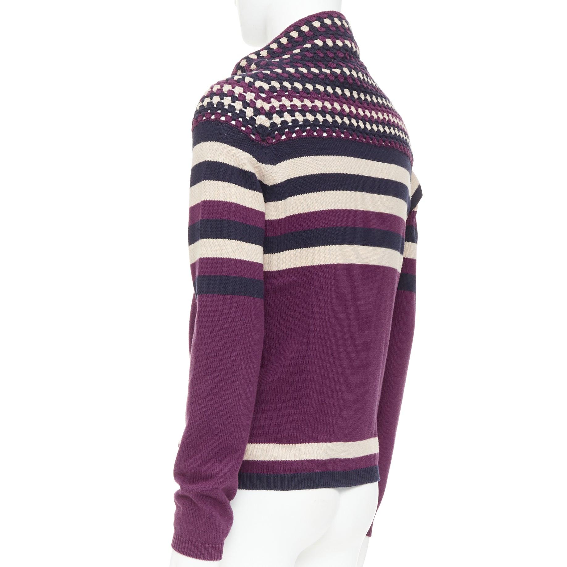 BURBERRY PRORSUM Christopher Bailey Runway purple bateau cowl collar sweater S en vente 1