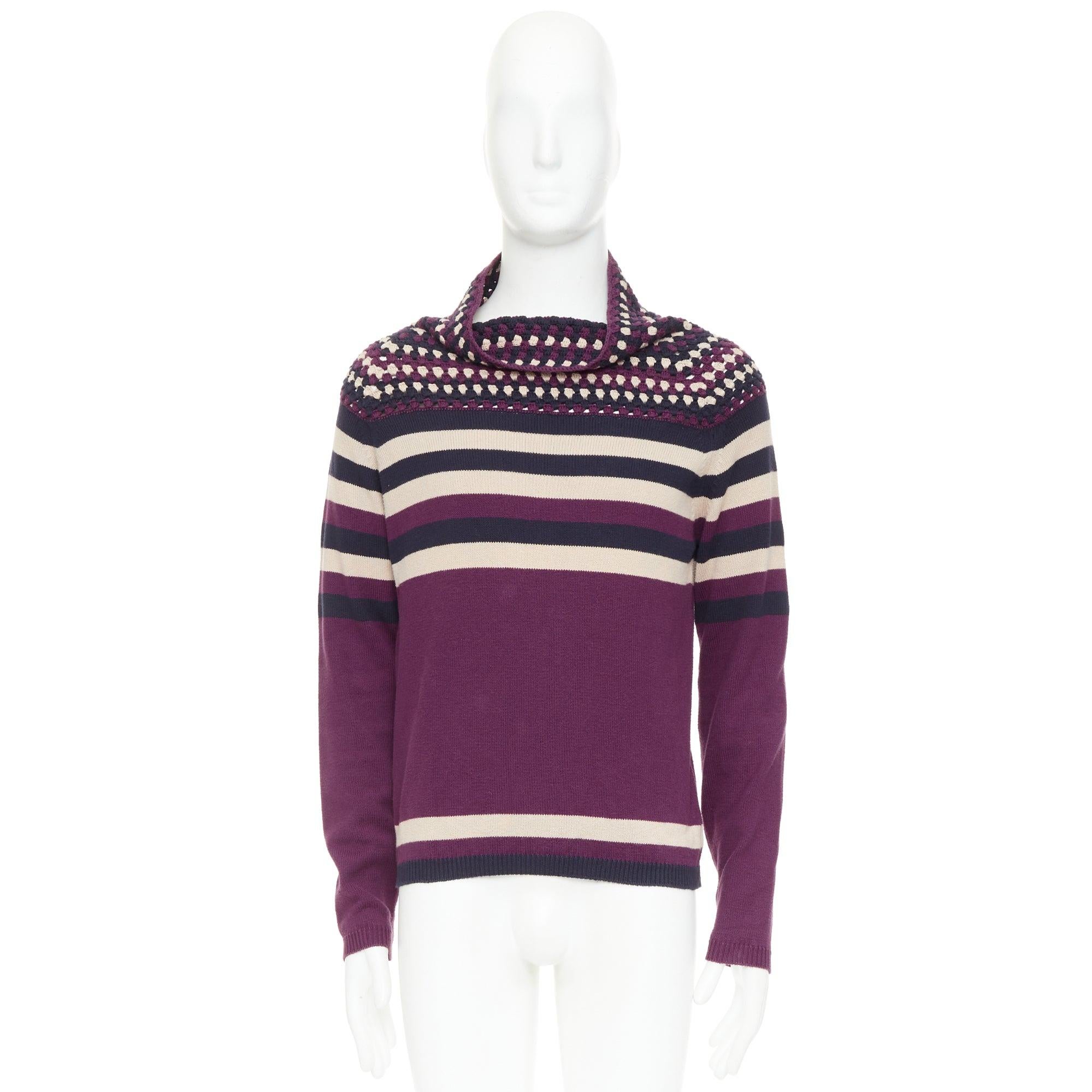 BURBERRY PRORSUM Christopher Bailey Runway purple bateau cowl collar sweater S en vente 4