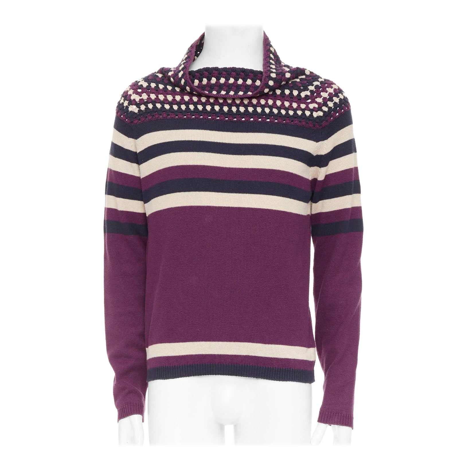 BURBERRY PRORSUM Christopher Bailey Runway purple bateau cowl collar sweater S