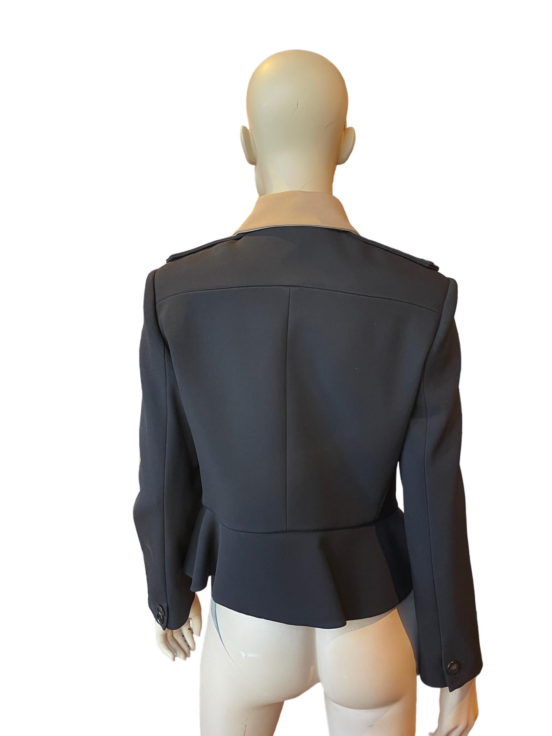 Women's or Men's Burberry Prorsum Colorblock Black and Tan Tailored Peplum Jacket  For Sale