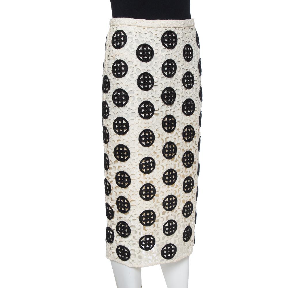 Burberry Prorsum Cream and Black Guipure Lace Pencil Skirt S at 1stDibs ...