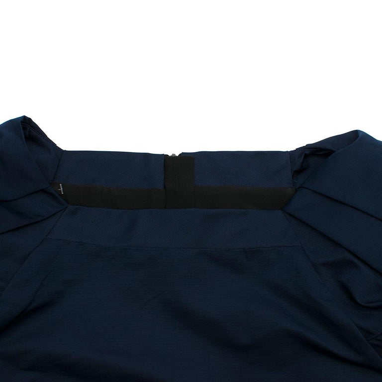 Burberry Prorsum Dark Blue Puff Sleeve Dress M For Sale at 1stDibs