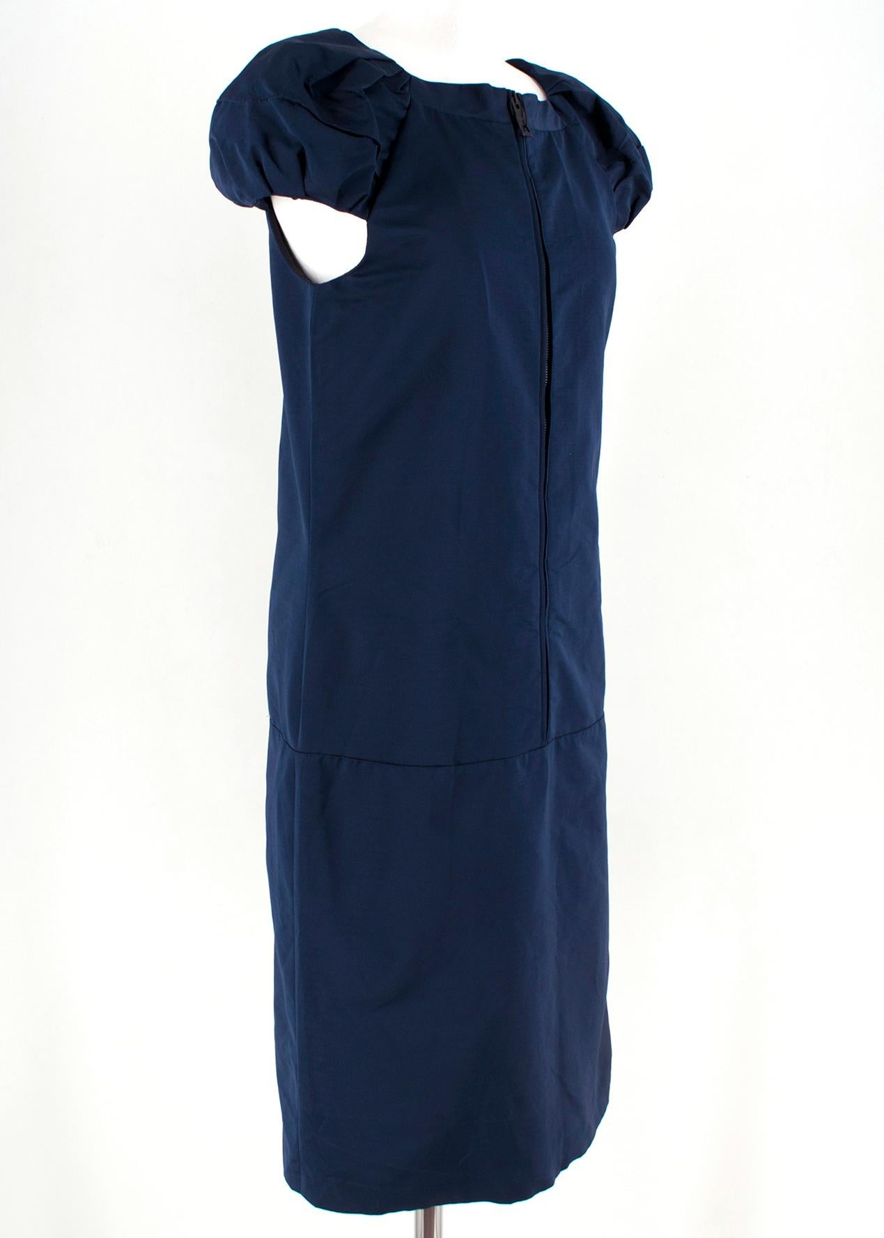 Burberry Prorsum Dark Blue Puff Sleeve Dress - Size Medium For Sale 1