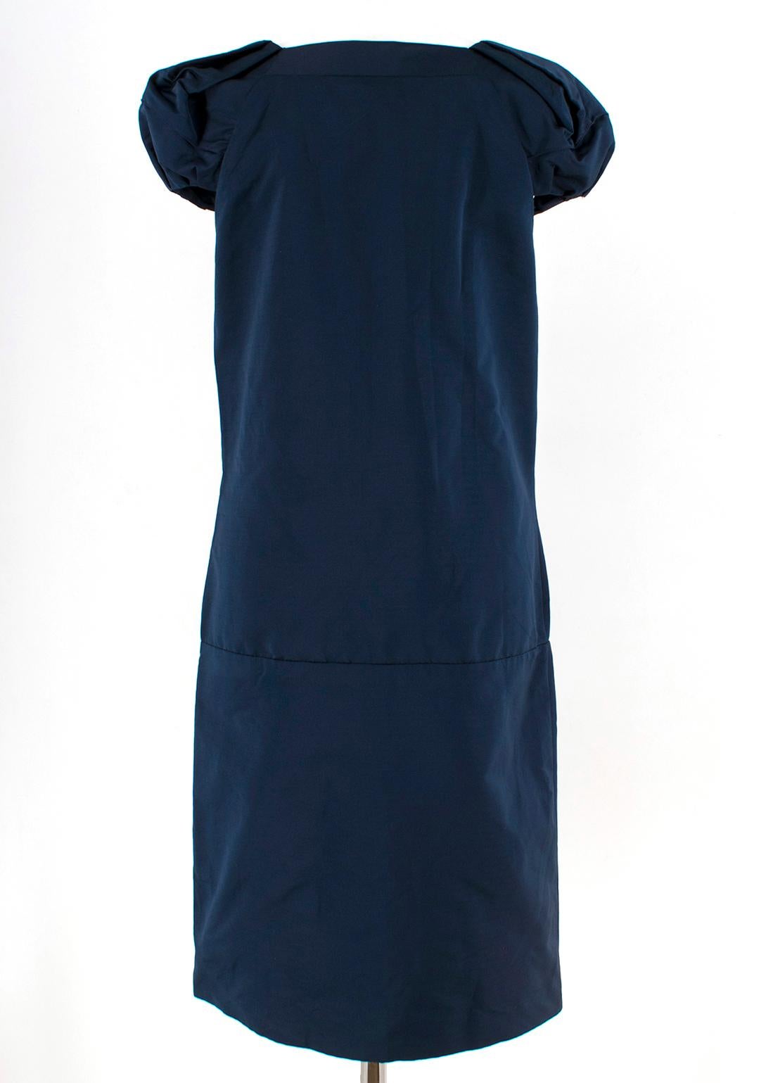 Burberry Prorsum Dark Blue Puff Sleeve Dress - Size Medium For Sale 2