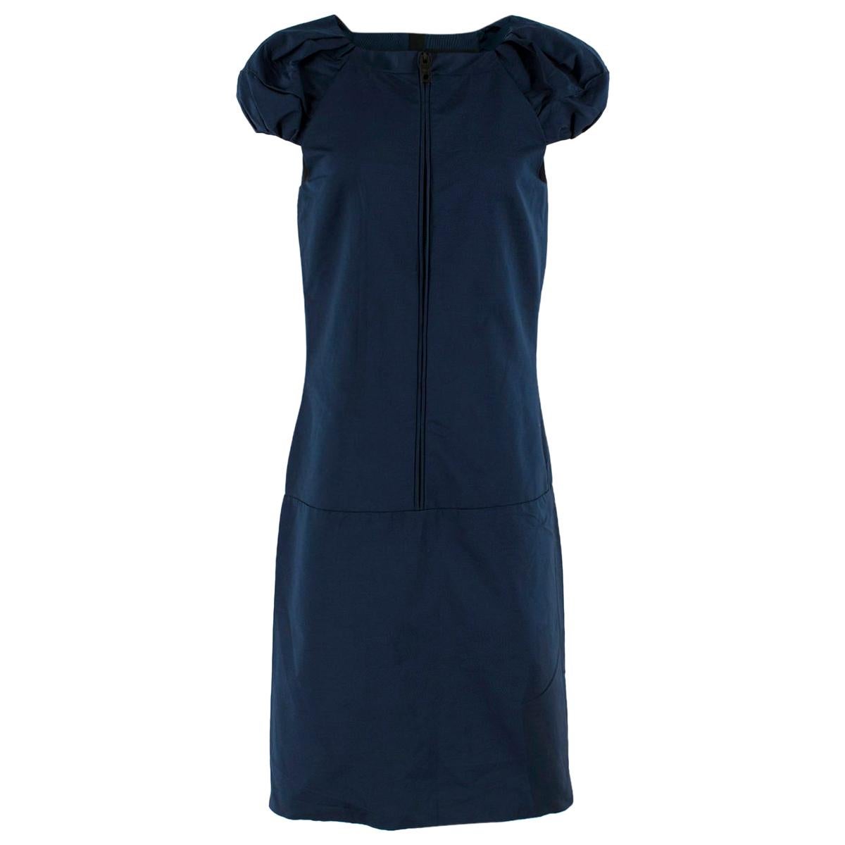Burberry Prorsum Dark Blue Puff Sleeve Dress - Size Medium For Sale