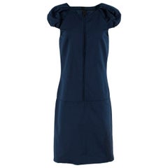 Burberry Prorsum Dark Blue Puff Sleeve Dress - Size Medium