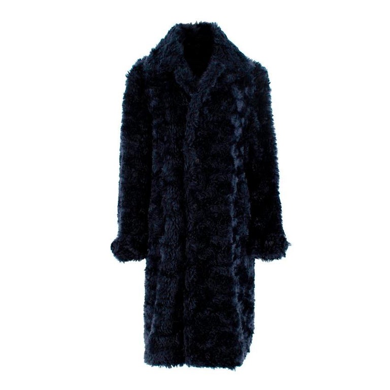 Burberry Prorsum Dark Navy Faux-Shearling Single Breast Teddy Coat - US 4  For Sale at 1stDibs | navy teddy coat, burberry teddy coat, burberry teddy  jacket
