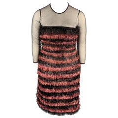 BURBERRY PRORSUM F/W 12 Size 10 Black & Pink Nylon / Polyester Tinsel Dress