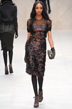 BURBERRY PRORSUM F/W 12 Size 10 Nylon/Polyester Tinsel Illusion Eyelash Dress