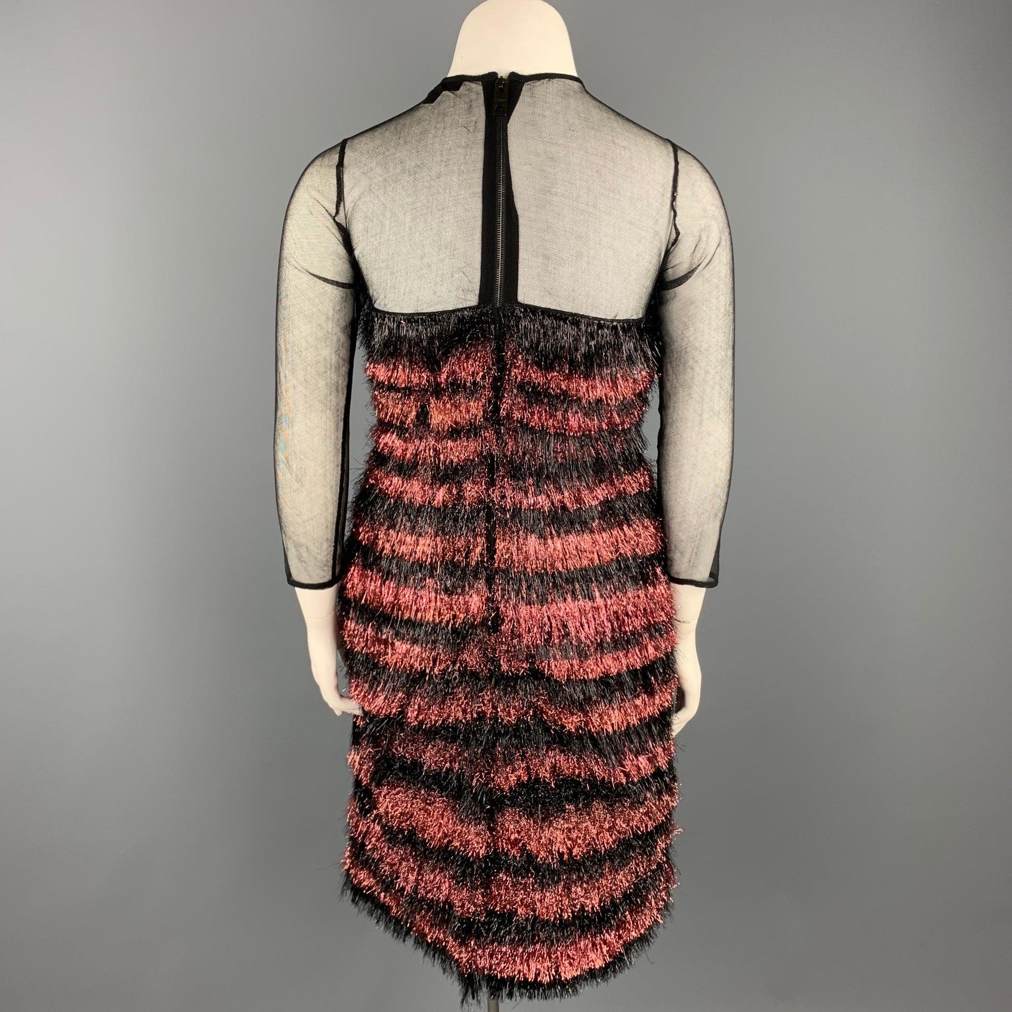 Women's BURBERRY PRORSUM F/W 12 Size 10 Nylon/Polyester Tinsel Illusion Eyelash Dress For Sale