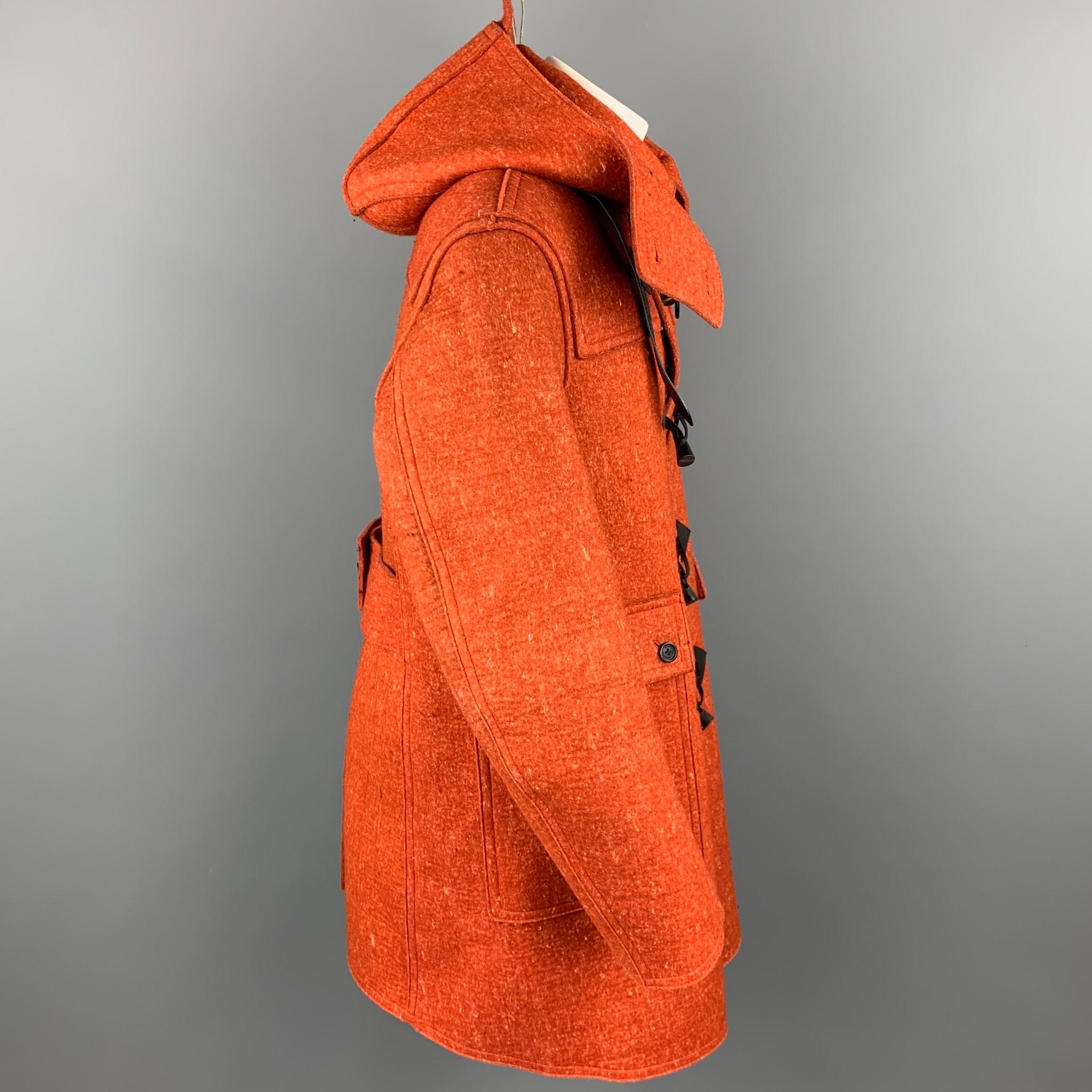 Red BURBERRY PRORSUM F/W 2011 Size 40 Orange Heather Wool Toggle Closure Coat