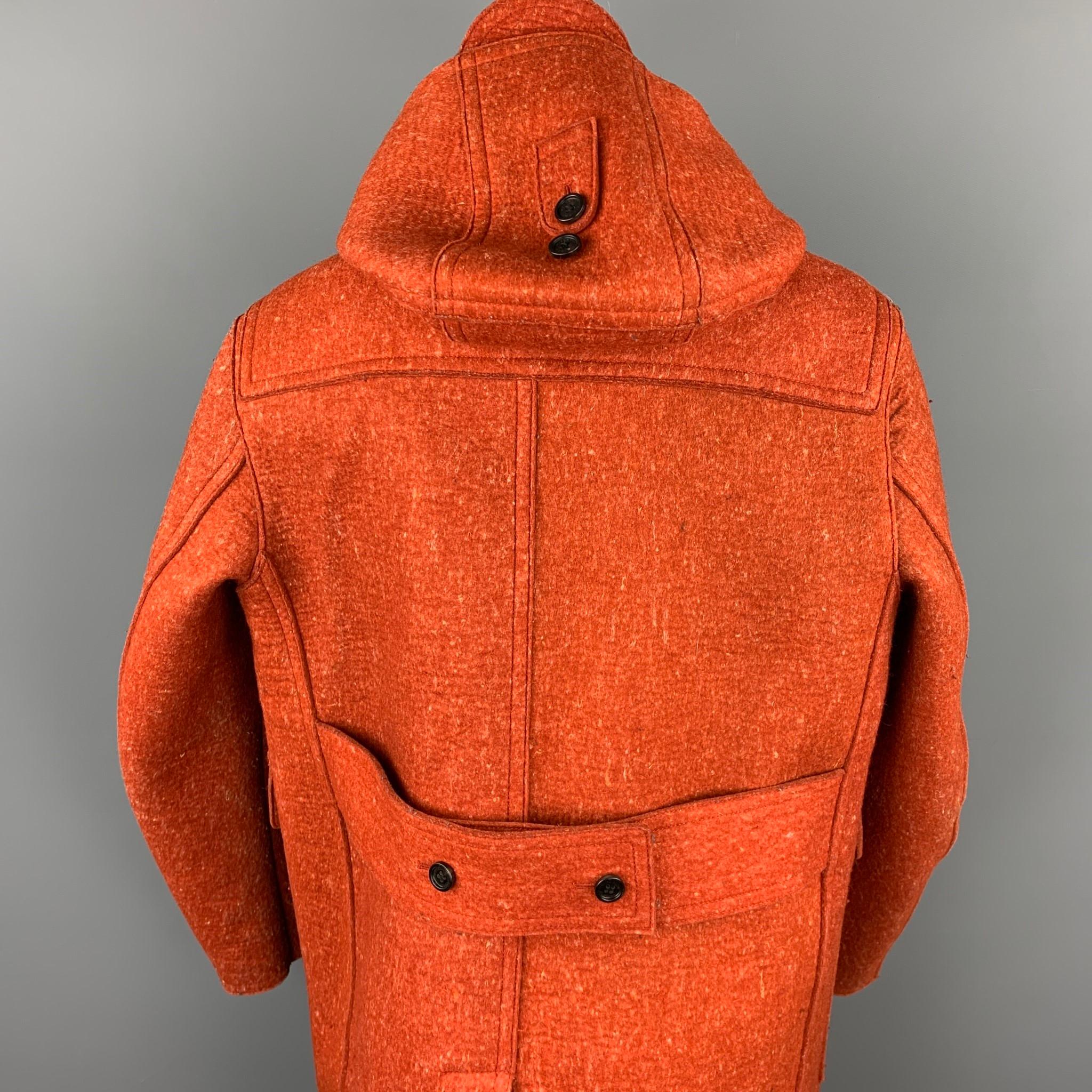 Men's BURBERRY PRORSUM F/W 2011 Size 40 Orange Heather Wool Toggle Closure Coat