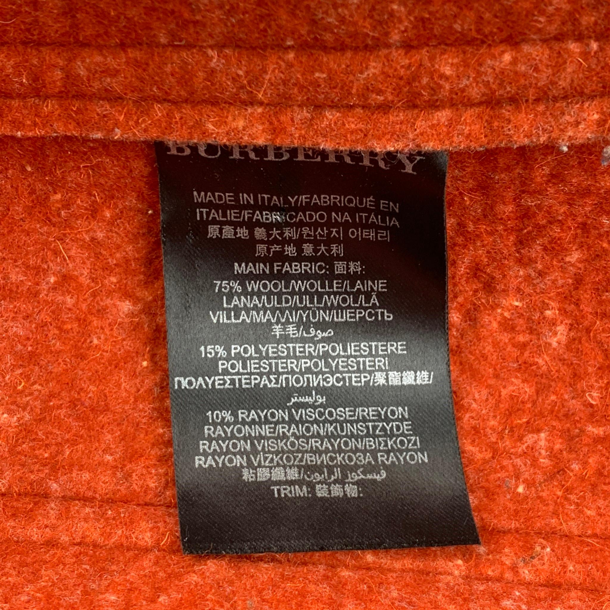 BURBERRY PRORSUM F/W 2011 Size 40 Orange Heather Wool Toggle Closure Coat 2