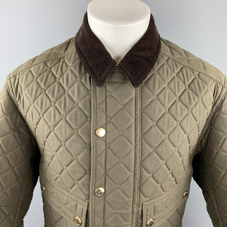BURBERRY PRORSUM F/W 2012 Size 38 Olive Quilted Collar Riding Jacket at