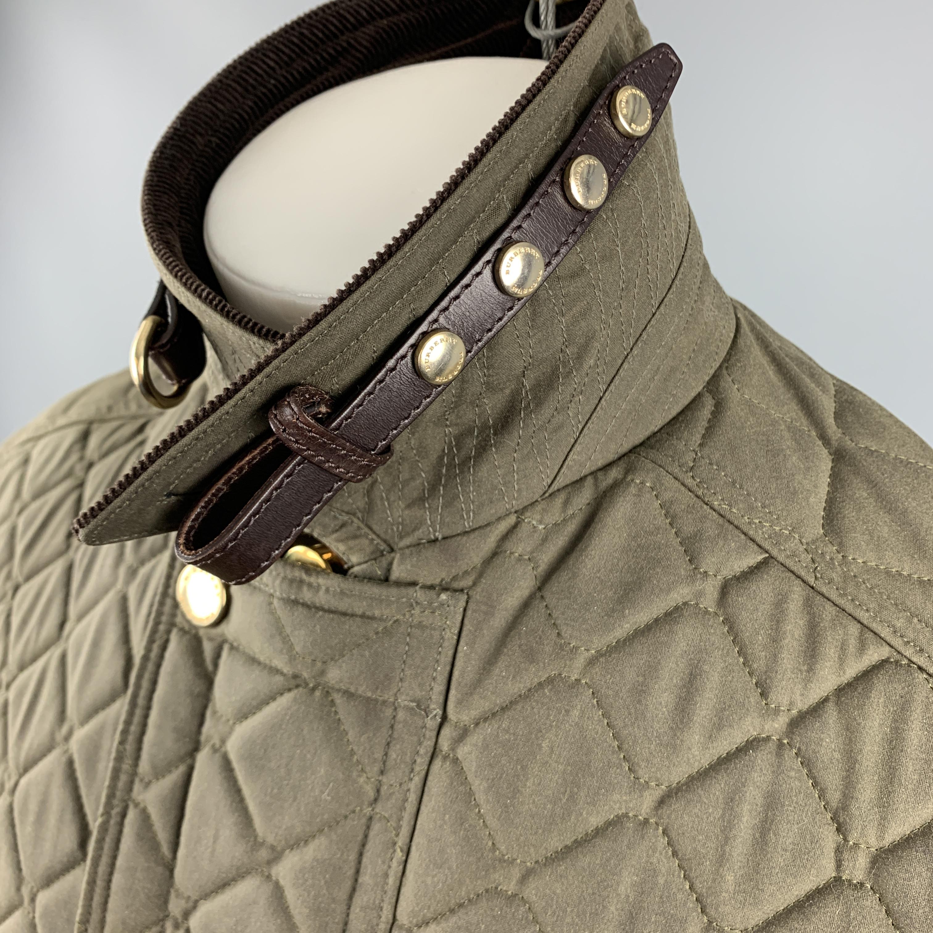 BURBERRY PRORSUM F/W 2012 Size 38 Olive Quilted Collar Riding Jacket 1