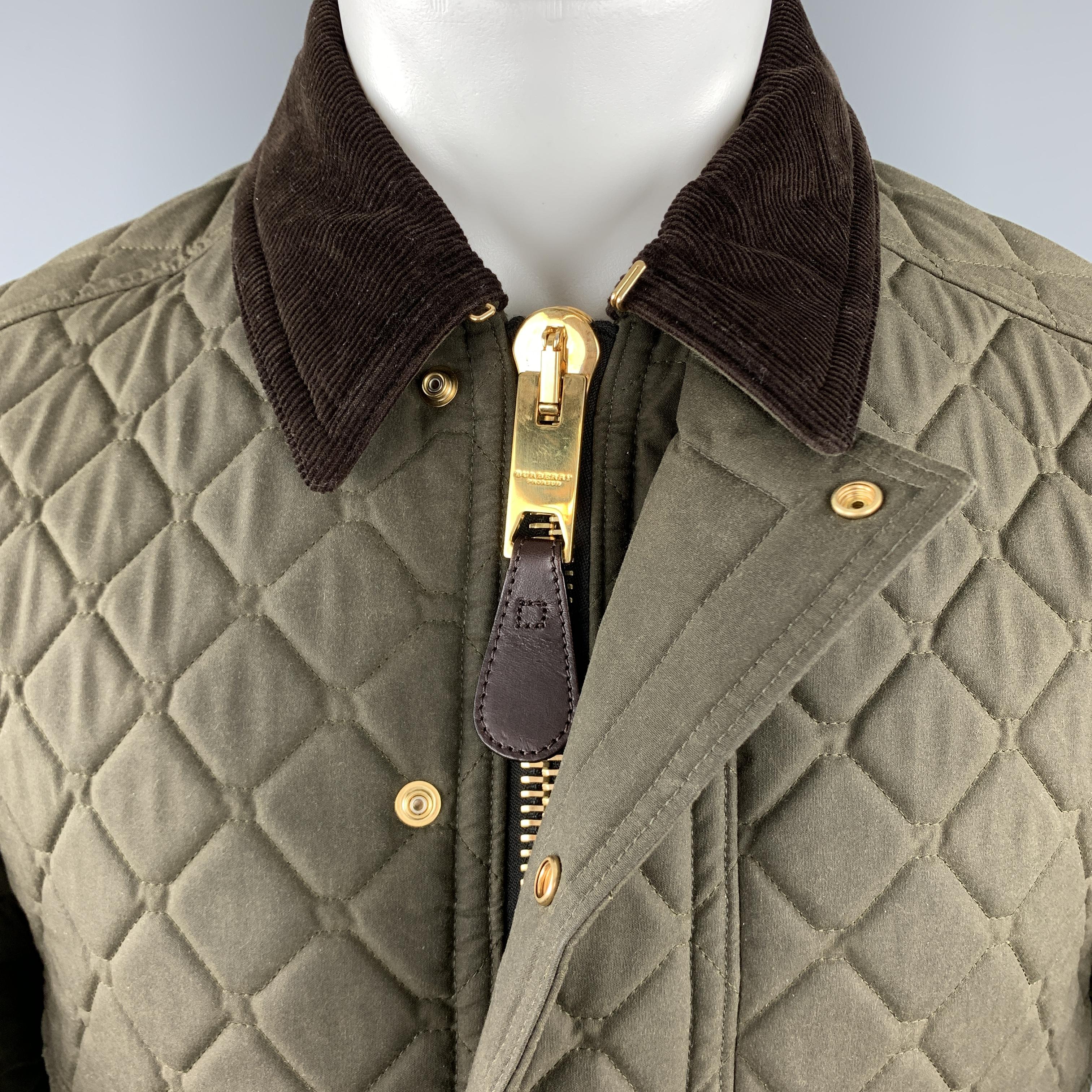 BURBERRY PRORSUM F/W 2012 Size 38 Olive Quilted Collar Riding Jacket 2