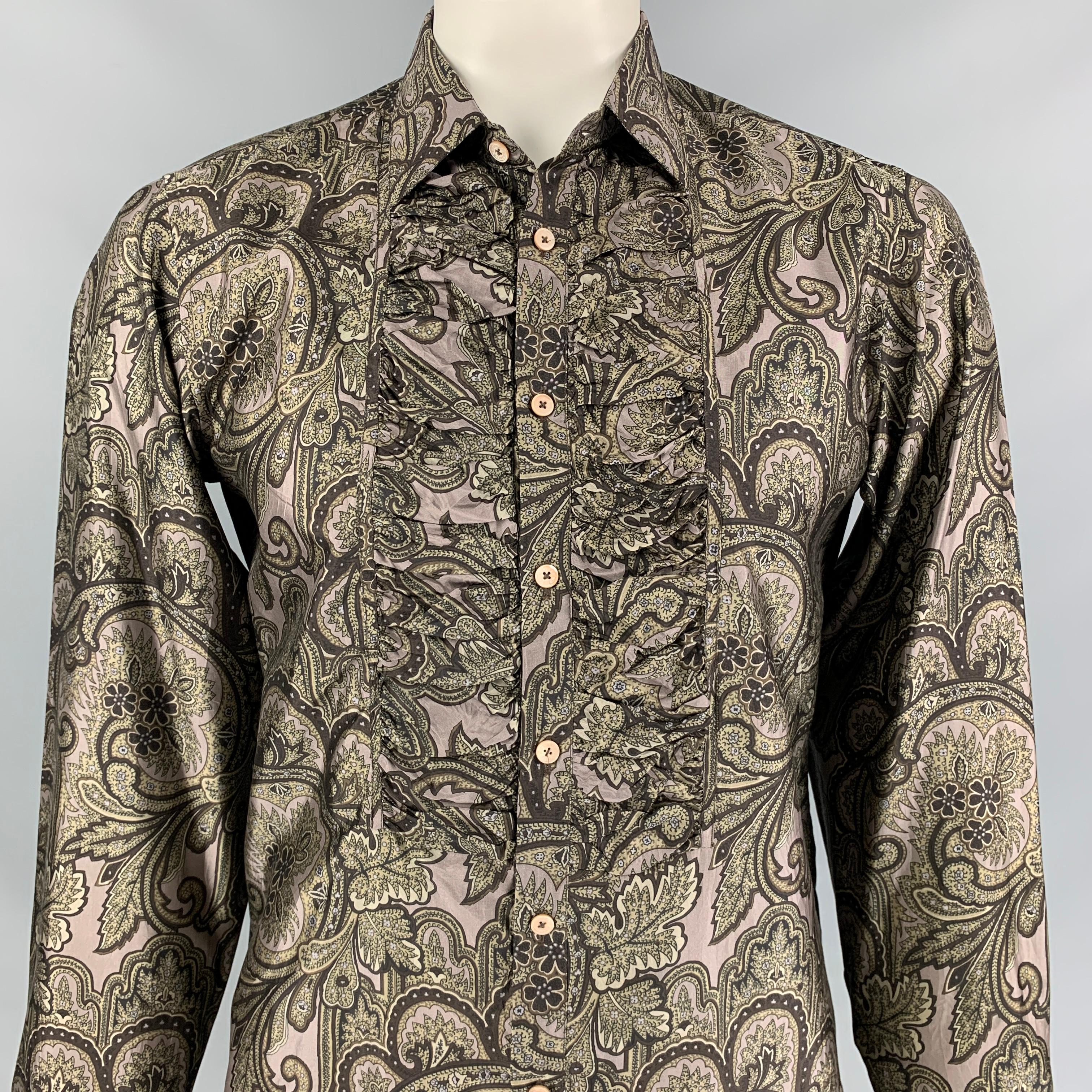 Gray BURBERRY PRORSUM Fall 2008 Size L Multi-Color Paisley Silk Shirt
