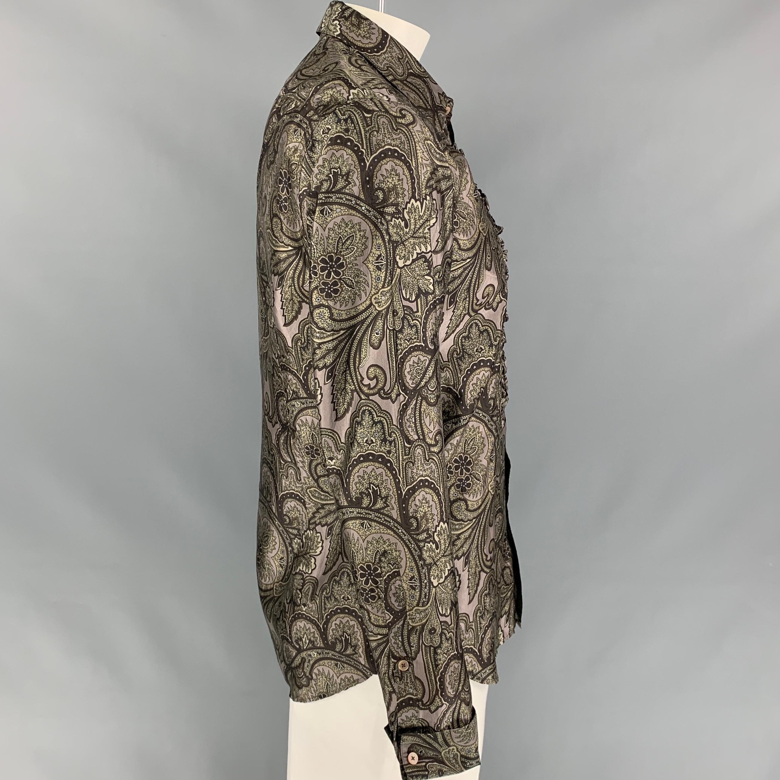 BURBERRY PRORSUM Fall 2008 Size L Multi-Color Paisley Silk Shirt In Excellent Condition In San Francisco, CA