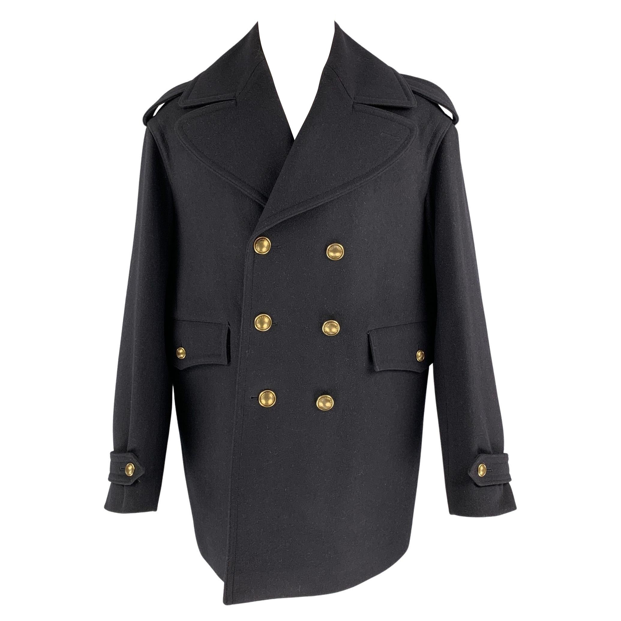 BURBERRY PRORSUM Herbst 2010 M/L Übergroßer Marineblauer doppelreihiger Wollmantel
