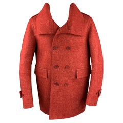 BURBERRY PRORSUM Fall 2011 Size 36 Red Heather Wool Double Breasted Pea Coat
