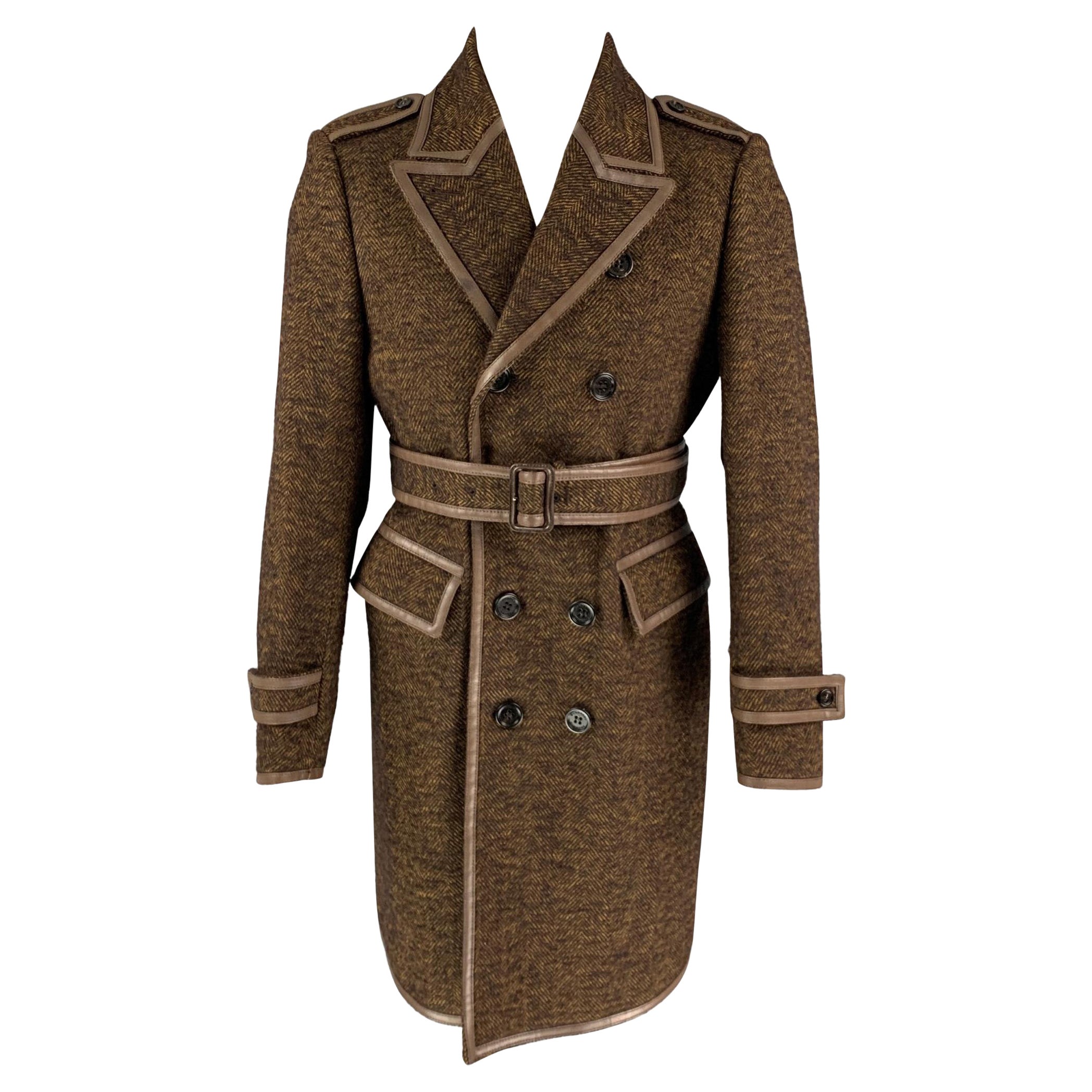 BURBERRY PRORSUM Fall 2011 Size 40 Brown Textured Virgin Wool / Alpaca Coat