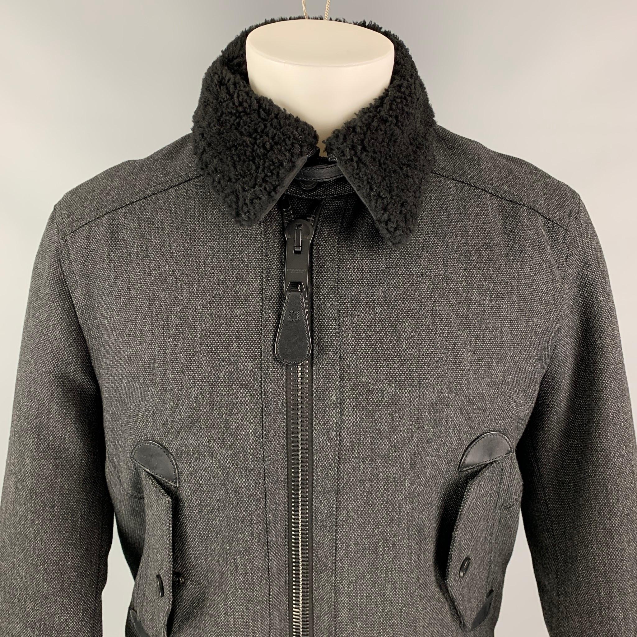 Noir BURBERRY PRORSUM - Veste zippée en laine/mohair gris ardoise avec fermeture éclair automne 2012 - Taille 38
