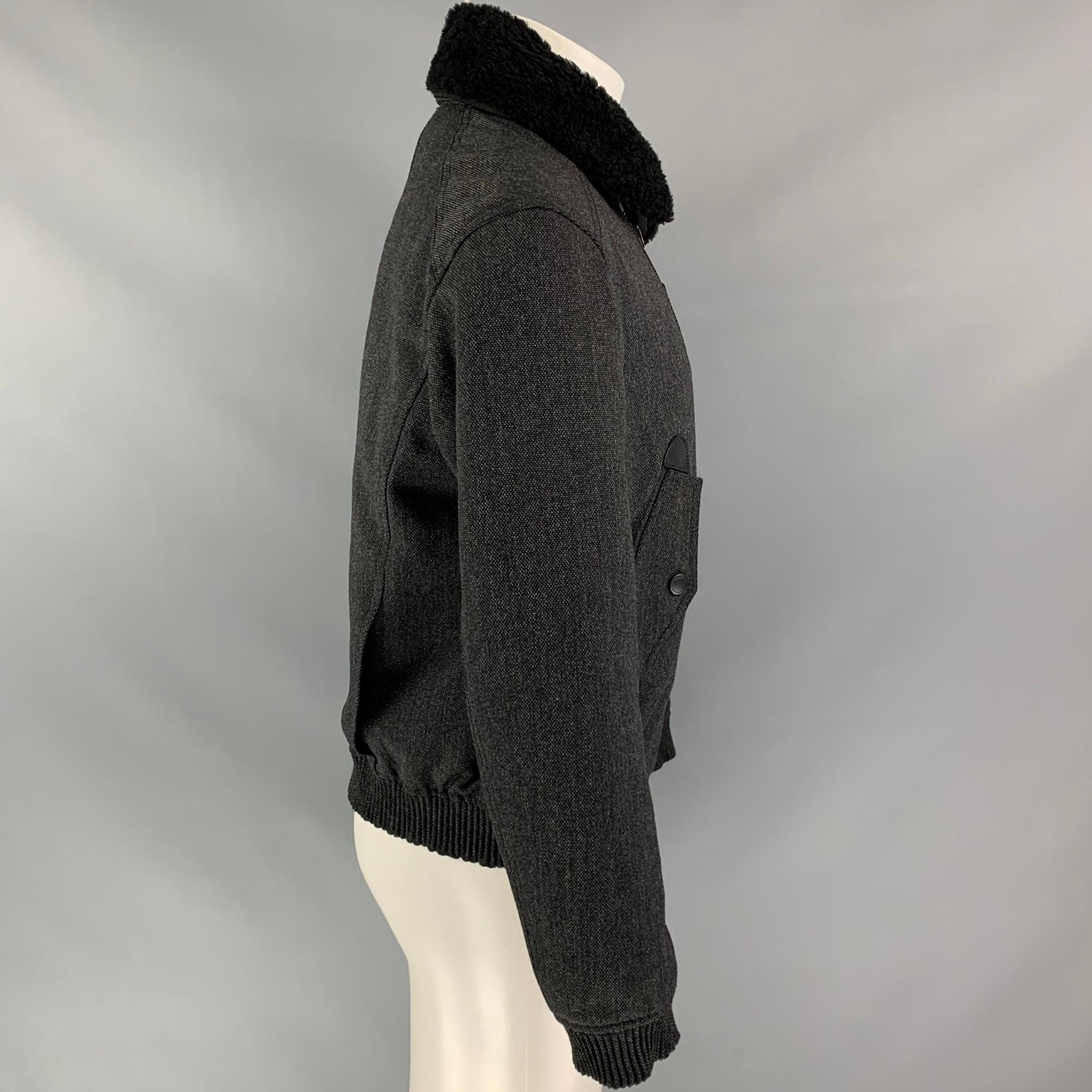 BURBERRY PRORSUM - Veste zippée en laine/mohair gris ardoise avec fermeture éclair automne 2012 - Taille 38 Excellent état à San Francisco, CA